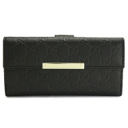 グッチ 長財布 GUCCI 財布 Wホック METAL BAR/メタルバー GG柄レザー/グッチ シマ ブラック 112715 A0V1G 1000