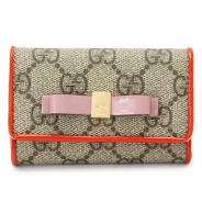 グッチ キーケース GUCCI 6連フック 『2016年春夏新作』BOWY/ボウイ リボン GGスプリームキャンバス ベージュ×オレンジ 388682 KLQUG 8426