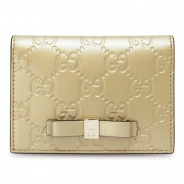グッチ カードケース GUCCI パスケース『2016年春夏新作』BOWY/ボウイ リボン グッチシマ/GG柄 メタリックレザー ゴールデンベージュ 388684 CX01G 9504