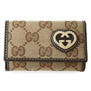 グッチ キーケースGUCCI ラブリー ハートGGオーナメント GG柄キャンバス ベージュ×ブラウン 257217 FAFXG 9643