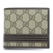 グッチ 折財布 GUCCI 二つ折財布 GGスプリーム キャンバス×レザー ベージュ×ダークブラウン 365493 KGD6N 9643