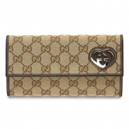 グッチ GUCCI 長財布 二つ折りフラップ ラブリー GG柄キャンバス×レザー GGロゴ ベージュ×ブラウン 251861 FAFXG 9643