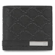 グッチ 折財布 GUCCI 二つ折財布/メンズ財布 MEN BAR/メンバー GG柄レザー/グッチシマ ブラック 365481 AA61R 1000