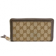 グッチ 長財布 GUCCI 財布 ラウンドファスナー TASSEL/タッセル バンブー GG柄キャンバス ベージュ×ダークブラウン 307984 F4G1G 9776