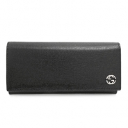 グッチ 長財布 グッチ GUCCI 財布 二つ折りフラップ GGロゴ付き レザー ブラック 256348 ARU0N 1000
