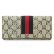 グッチ 長財布 GUCCI 財布 二つ折りフラップ 『2016年秋冬新作』WEB PVC GG柄 スプリームキャンバス ベージュ×ネイビー 408830 KHN4N 4080