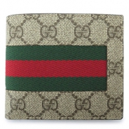 グッチ 折財布 GUCCI 二つ折り 財布『2016年春夏新作』WEB/ウェブ GGスプリーム キャンバス ベージュ×ダークブラウン 408826 KHN4N 9791