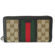 グッチ 長財布 GUCCI 財布 ラウンドファスナー 『2016年春夏新作』 ヴィンテージ ウェブ キャンバス ベージュ×ブラック 406754 KQW5G 9775