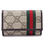 グッチ キーケース GUCCI 6連 WEB/ウェブ PVC GGキャンバス ベージュ×ブラウン 138077 KGD8R 9791