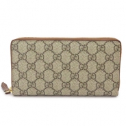 グッチ 長財布 GUCCI 財布 ラウンドファスナー 『2016年春夏新作』 LINEA/リネア GGスプリームキャンバス ベージュ×ブラウン 410102 KLQHG 8526