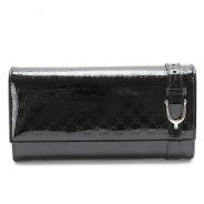 グッチ 長財布 GUCCI 財布 二つ折りフラップ NICE VERNICE/ニースヴェルニーチェ パテントレザー マイクログッチシマ ブラック 309760 AV13G 1000