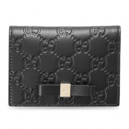 グッチ カードケース GUCCI パスケース『2016年春夏新作』BOWY/ボウイ リボン グッチシマ/GG柄レザー ブラック 388684 CWC1G 1000
