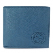 グッチ 折財布 GUCCI 二つ折財布 MEN'S SOHO/メンズソーホー 小銭入れなし レザー ブルー 322114 A7M0N 4229