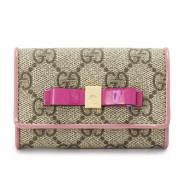  グッチ キーケース GUCCI 6連フック 『2016年春夏新作』BOWY/ボウイ リボン GGスプリームキャンバス ベージュ×ライトピンク 388682 KLQUG 8431