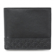 グッチ 折財布 GUCCI 二つ折財布 MISTRAL/ミストラル GG柄トリム/マイクログッチシマ レザー ブラック 365487 A8WQN 1000