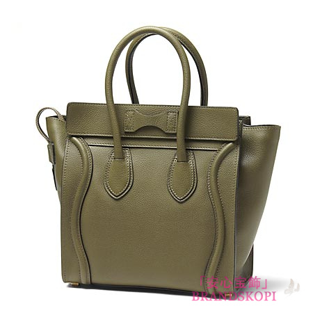 セリーヌ/CELINE/ レザーハンドバッグ/LUGGEGE/ラゲージ マイクロショッパー /オリーブグリーン16779-3lug-31jg
