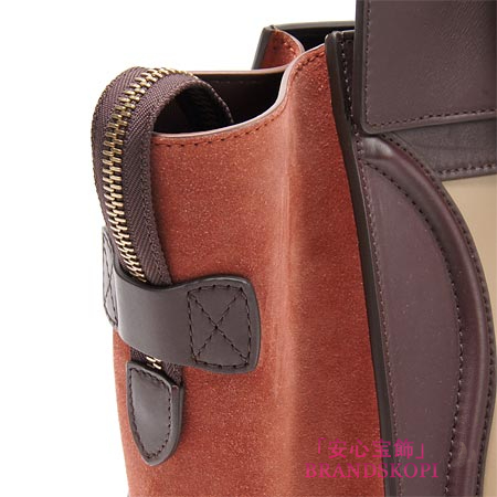 セリーヌ/CELINE/ レザーハンドバッグ/LUGGEGE/ラゲージ ミニショッパー /ベージュ×ブラウン16521-3mba-02bg