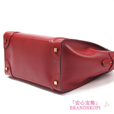 セリーヌ/CELINE/ レザーハンドバッグ/LUGGEGE/ラゲージ ミニショッパー /レッド16521-3lba-27ed