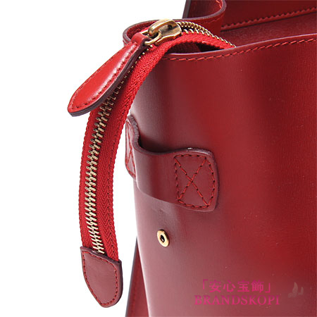 セリーヌ/CELINE/ レザーハンドバッグ/LUGGEGE/ラゲージ ミニショッパー /レッド16521-3lba-27ed