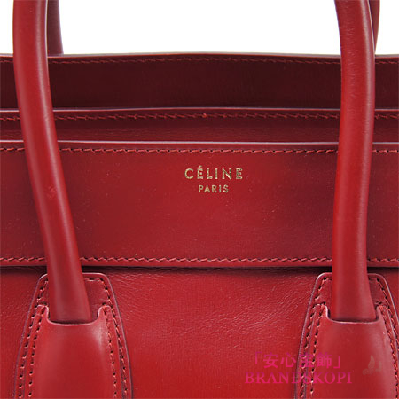 セリーヌ/CELINE/ レザーハンドバッグ/LUGGEGE/ラゲージ ミニショッパー /レッド16521-3lba-27ed
