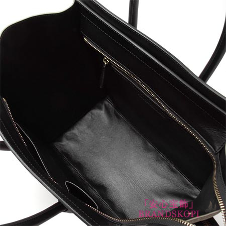 セリーヌ/CELINE/ レザーハンドバッグ/LUGGEGE/ラゲージ ミニショッパー /ブラック×オールドグリーン16521-3mba-29lm