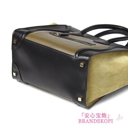 セリーヌ/CELINE/ レザーハンドバッグ/LUGGEGE/ラゲージ ミニショッパー /ブラック×オリーブドラブ 16521-3mba-31ov 