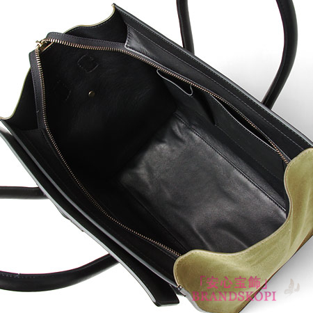 セリーヌ/CELINE/ レザーハンドバッグ/LUGGEGE/ラゲージ ミニショッパー /ブラック×オリーブドラブ 16521-3mba-31ov 