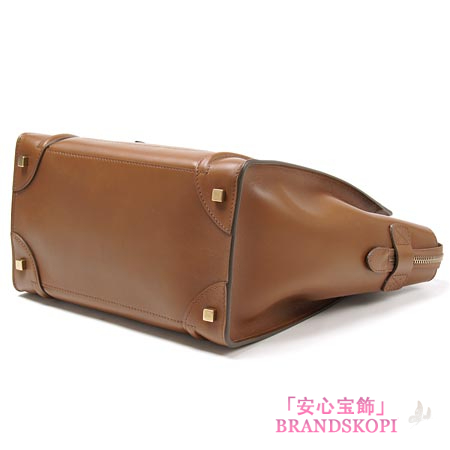 セリーヌ/CELINE/ レザーハンドバッグ/LUGGEGE/ラゲージ ミニショッパー /キャメルブラウン16521-3lba-04fg