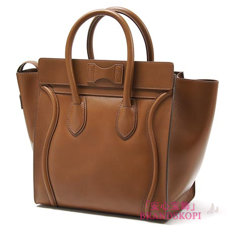 セリーヌ/CELINE/ レザーハンドバッグ/LUGGEGE/ラゲージ ミニショッパー /キャメルブラウン16521-3lba-04fg