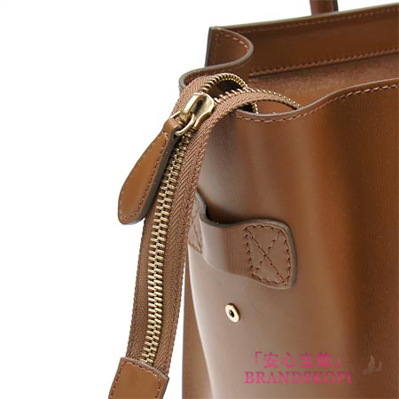 セリーヌ/CELINE/ レザーハンドバッグ/LUGGEGE/ラゲージ ミニショッパー /キャメルブラウン16521-3lba-04fg