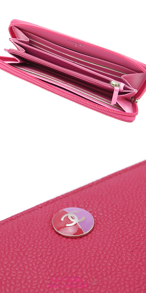 シャネル 長財布 CHANEL 財布 ラウンドファスナー ココボタン バイカラー キャビア レザー ローズ A68875 Y25010 C2507/ROSE