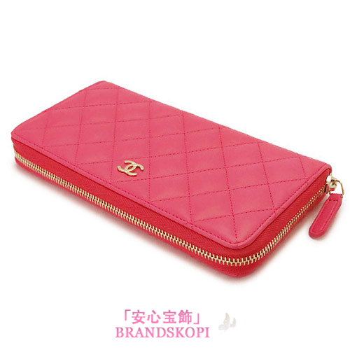 シャネル 長財布 CHANEL 財布 ラウンドファスナ マトラッセ/キルティング ラム レザー フューシャピンク A50097 Y04059 FUXIA PINK/GD