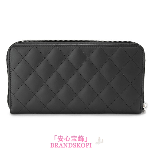 シャネル 長財布 CHANEL 財布 ラウンドファスナー カンボンライン レザー ココマーク キルティング ブラック×ピンク A50078 Y03880 C2054 BKBKPK
