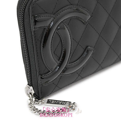 シャネル 長財布 CHANEL 財布 ラウンドファスナー カンボンライン レザー ココマーク キルティング ブラック×ピンク A50078 Y03880 C2054 BKBKPK