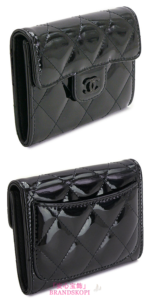 シャネル コインケースCHANEL 小銭入れ パテントレザー ココマーク キルティング ブラック A31504 PATENT BLACK