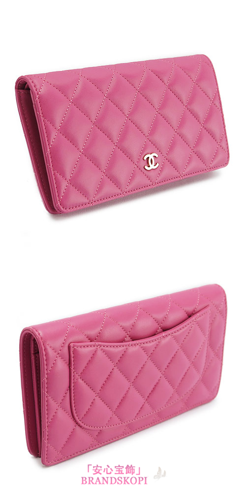 シャネル 長財布 CHANEL 財布 二つ折り マトラッセ タイムレスクラシック キルティング レザー フューシャピンク A31509 LAMB FUXIA PINK/GD