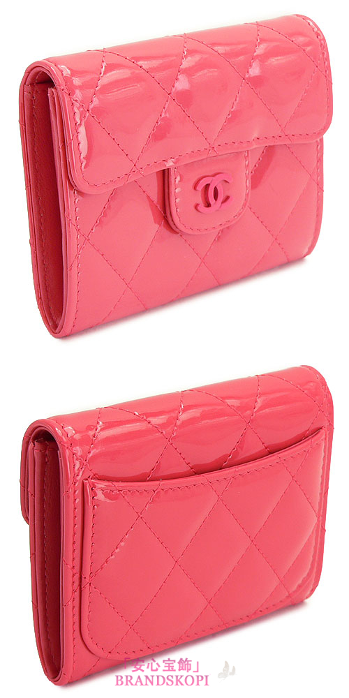  シャネル コインケースCHANEL 小銭入れ パテントレザー ココマーク キルティング コーラルピンク A31504 PATENT CORAL