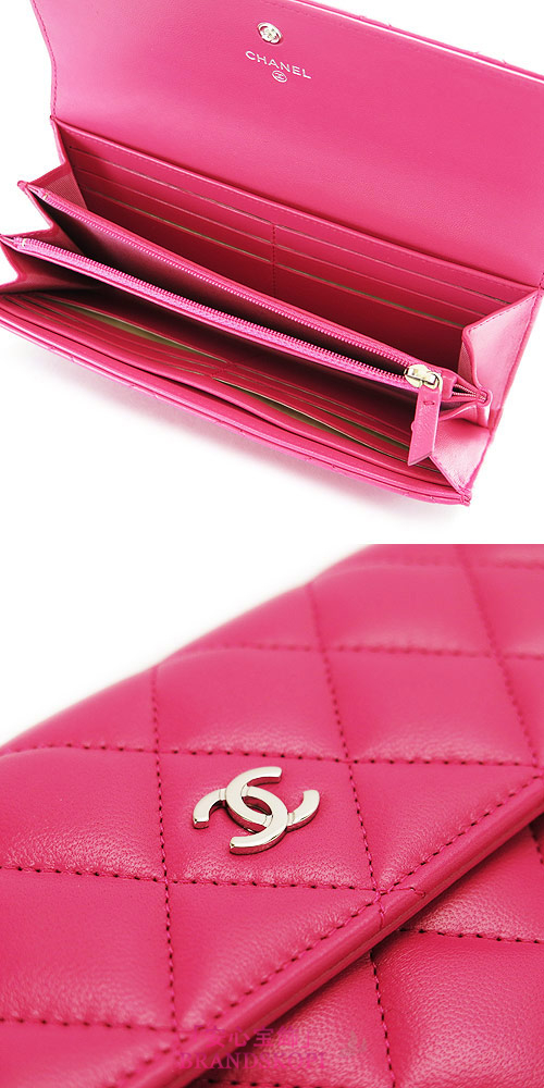 シャネル 長財布 CHANEL 財布 二つ折りフラップ マトラッセ ラムレザー ピンク A50096 LAMB PINK
