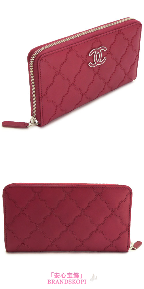 シャネル 長財布 CHANEL 財布 ラウンドファスナー キルティング レザー ココマーク レッド A69099 RED