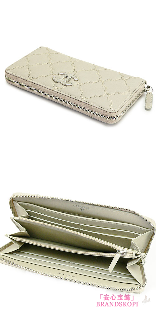 シャネル 長財布 CHANEL 財布 ラウンドファスナー キルティング レザー ココマーク ホワイト A69099 WHITE