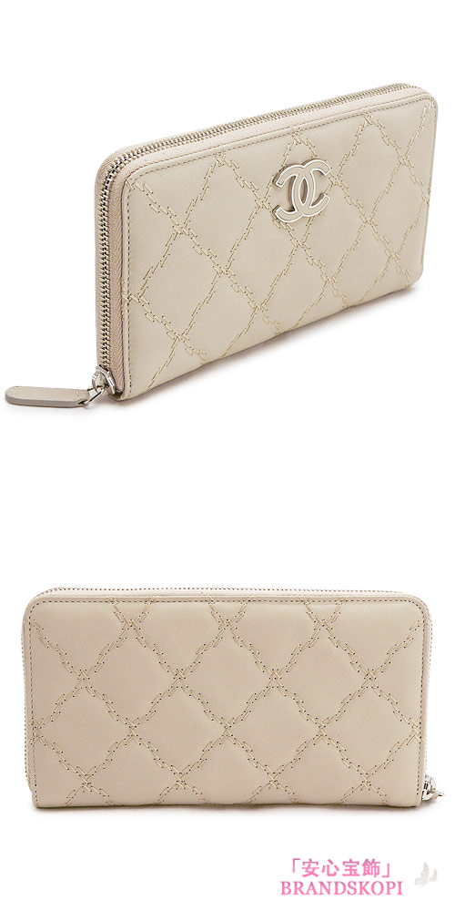シャネル 長財布 CHANEL 財布 ラウンドファスナー キルティング レザー ココマーク ライトベージュ A69099 LIGHT BEIGE