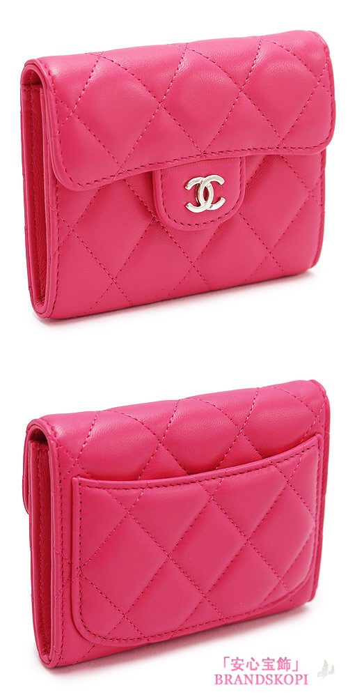 シャネル コインケースCHANEL 小銭入れ マトラッセ レザー キルティング ピンク A31504 LAMB PK/SV