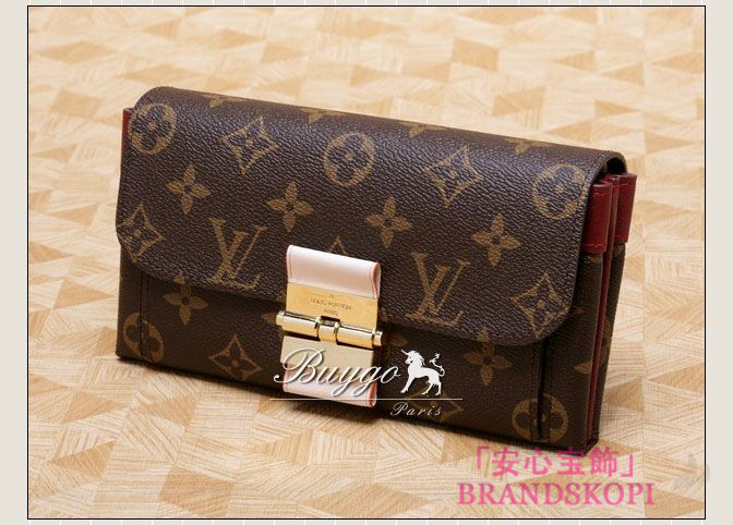 ルイヴィトン LOUIS VUITTON モノグラム ポルトフォイユエリゼ 長財布 ダークブラウン＆ルージュ M60459