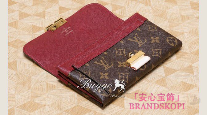 ルイヴィトン LOUIS VUITTON モノグラム ポルトフォイユエリゼ 長財布 ダークブラウン＆ルージュ M60459