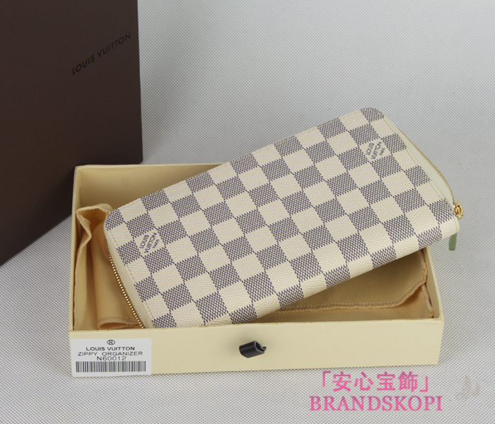 ルイヴィトンヴィトン　LV　財布　ダミエアズール　ラウンドジップ長財布　ジッピーオーガナイザー　N60012