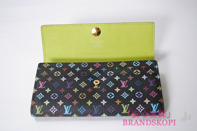 ルイヴィトン LOUIS VUITTON M93748 モノグラムマルチカラー ポルト フォイユサラ 2つ折り財布 ピスタッシュ