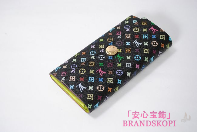 ルイヴィトン LOUIS VUITTON M93748 モノグラムマルチカラー ポルト フォイユサラ 2つ折り財布 ピスタッシュ