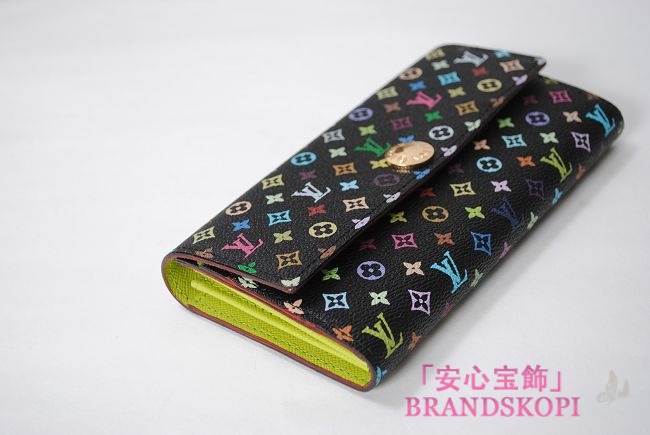 ルイヴィトン LOUIS VUITTON M93748 モノグラムマルチカラー ポルト フォイユサラ 2つ折り財布 ピスタッシュ