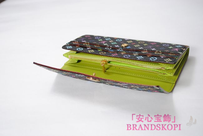 ルイヴィトン LOUIS VUITTON M93748 モノグラムマルチカラー ポルト フォイユサラ 2つ折り財布 ピスタッシュ