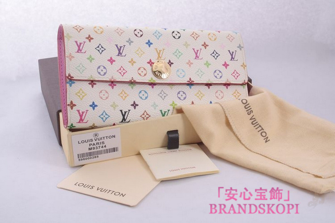 ルイヴィトン　ヴィトン　LV　財布　モノグラムマルチカラー　ファスナー長札　長財布　ポルトフォイユサラ　ブロンｘリッチ（ピンク）　M93744 